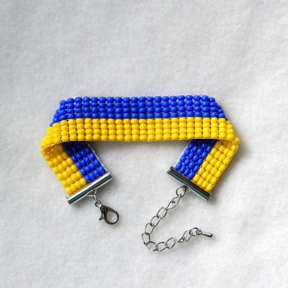 Ukraine Ukrainian flag bead bracelet, handmade, adjustable, 30% to charity